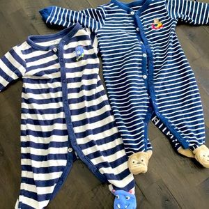 2 footie onesies - monster and monkey